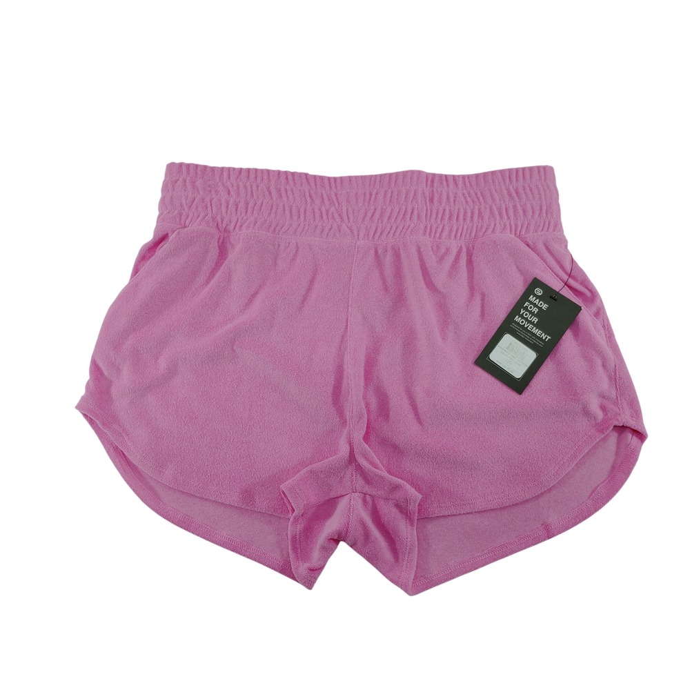 Etonic Pink Lilac Terry Cloth Smocked Waist Dolphin Shorts Womens Size L
